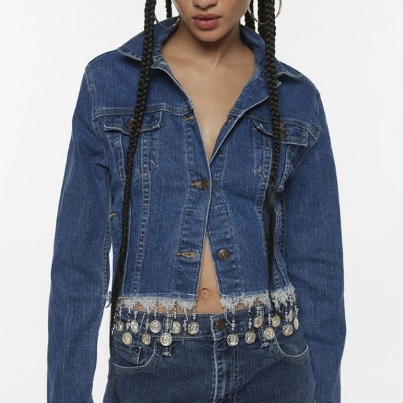 UO Urban Renewal Remade Coin Trim Denim Jacket S/M *EACH ONE IS UNIQUE* - Picture 1 of 15